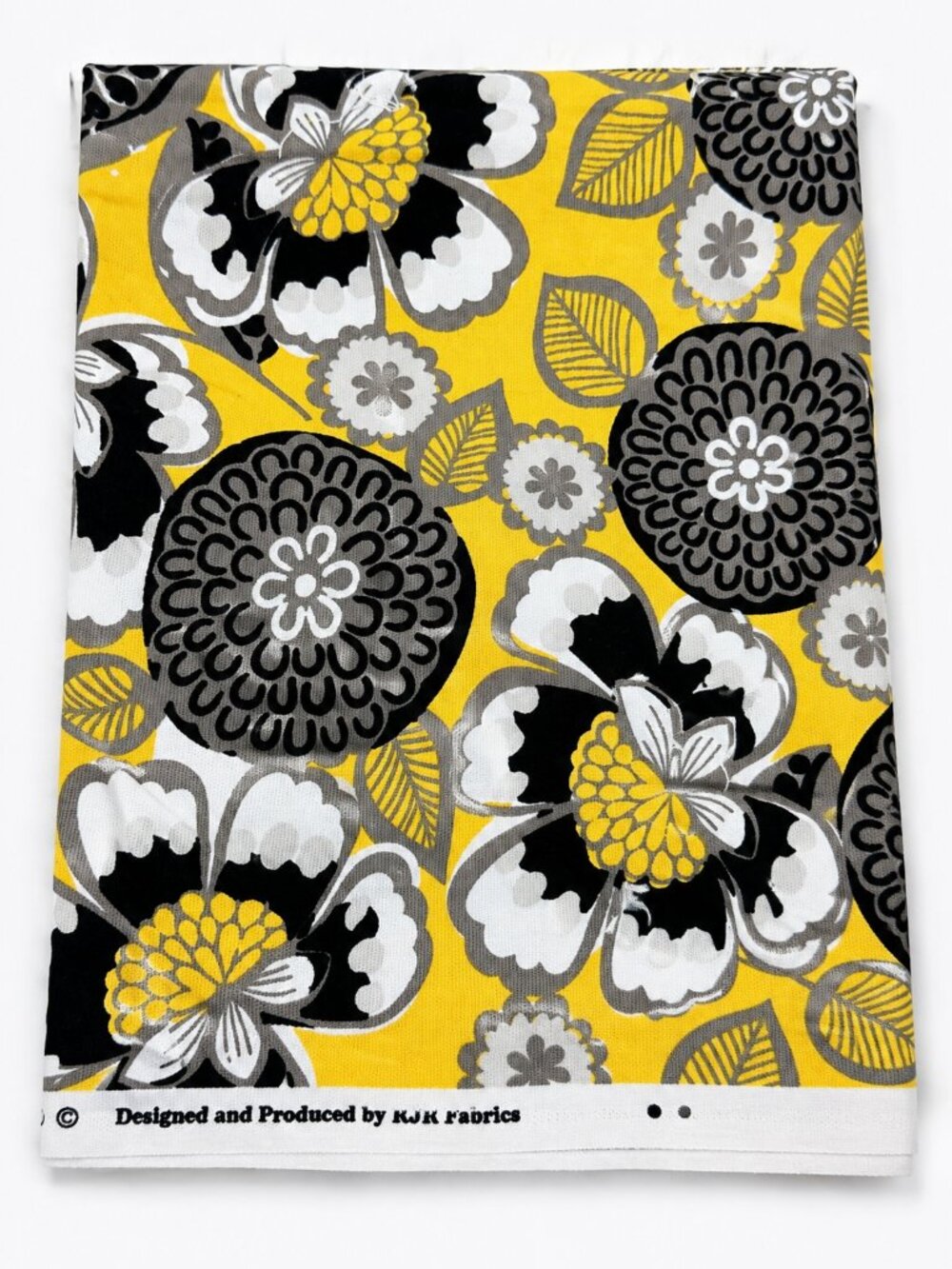 Jo-Ann Fabrics Yellow Black Gray Floral Fabric 2⅓ Yards x 45"